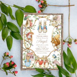 Peter the Rabbit Beatrix Woodland Twins Baby Showe Einladung