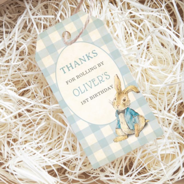 Peter The Rabbit Blue Gingham Birthday Vielen Dank Geschenkanhänger (Von Creator hochgeladen)