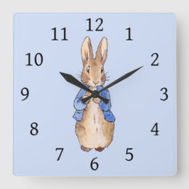 Peter the Rabbit Blue Quadratische Wanduhr