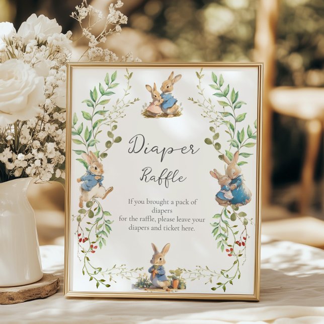 Peter the Rabbit Botanical Diaper Raffle Poster (Von Creator hochgeladen)
