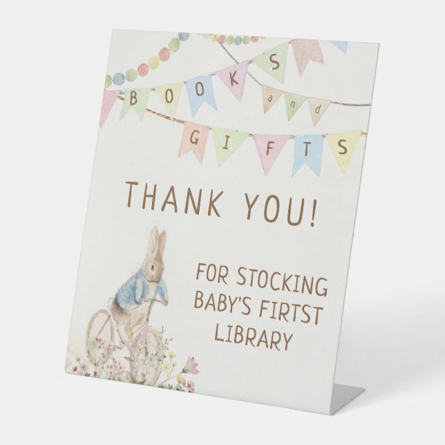 Peter the Rabbit Bunny Books and Gifts Sign Sockelschild (Vorderseite)