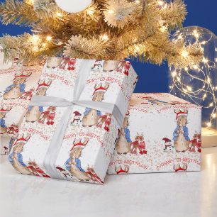 Peter the Rabbit Christmas Hat Reindeer Red White Geschenkpapier