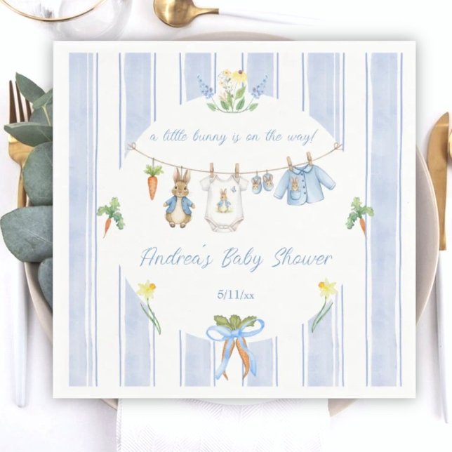 Peter the Rabbit Clothesline Baby Shower Serviette (Von Creator hochgeladen)