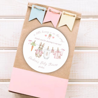 Peter the Rabbit Clothesline Baby Shower Thank You Runder Aufkleber