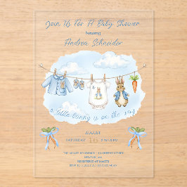 Peter the Rabbit Cute Clothesline Baby Shower Acryleinladungen