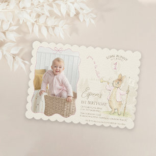 Peter the Rabbit Ein sonniges 1. Geburtstags-Foto Einladung