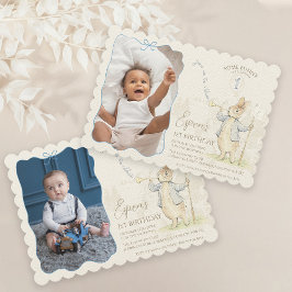 Peter the Rabbit Ein sonniges 1. Geburtstags-Foto Einladung