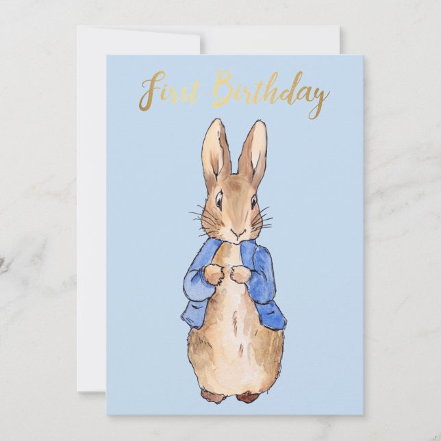 Peter the Rabbit Erster Geburtstag Einladung (Vorderseite)
