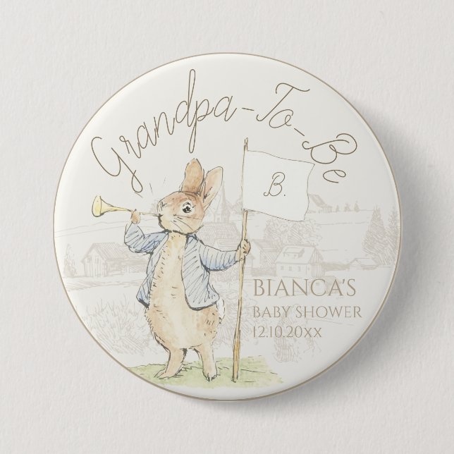 Peter the Rabbit etwas Bunny Baby Dusche Opa Button (Vorderseite)