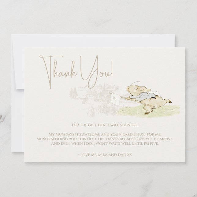 Peter the Rabbit etwas Sonnendusche Dankeskarte (Vorderseite)