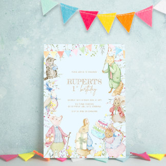 Peter the Rabbit First Blue Birthday Einladung