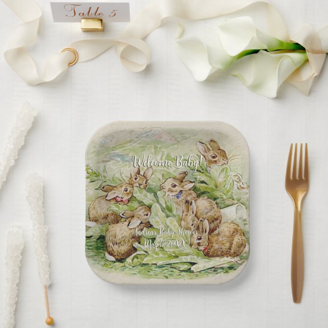 Peter the Rabbit Garden Baby Shower Pappteller (Hochzeit)