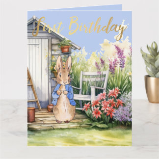 Peter the Rabbit Garden Shed Erster Geburtstag Karte