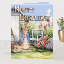 Peter the Rabbit Garden Shed Happy Birthday Karte