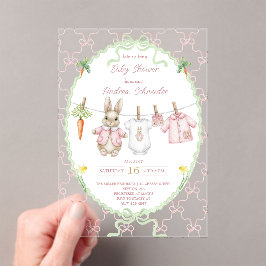 Peter the Rabbit Girl Clothesline Baby Shower  Acryleinladungen