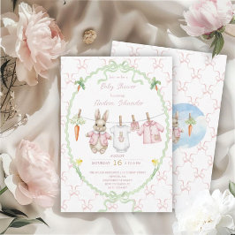 Peter the Rabbit Girl Clothesline Baby Shower  Einladung