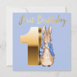 Peter the Rabbit Gold 1. Geburtstag Einladung
