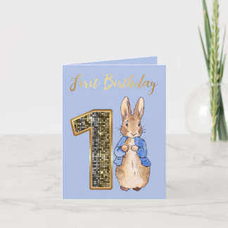 Peter the Rabbit Gold 1. Geburtstag Einladung