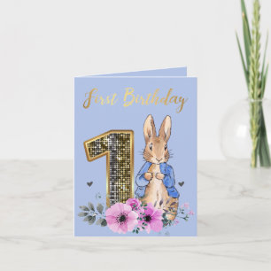 Peter the Rabbit Gold 1. Geburtstag Einladung