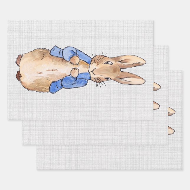 Peter the Rabbit Gray Linen Hintergrund Geschenkpapier Set (Set)