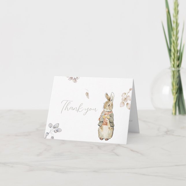 Peter the Rabbit Herbst Herbst Winter Baby Dusche Dankeskarte (Vorderseite)
