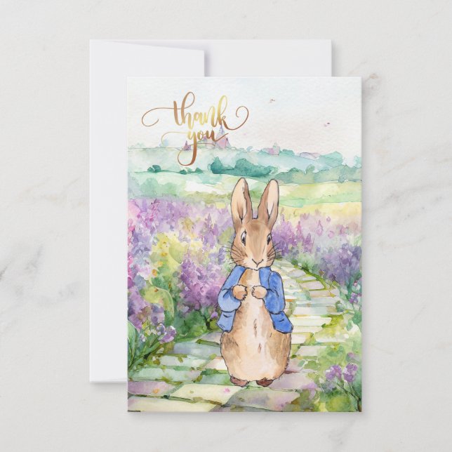 Peter the Rabbit mit Aquarelllilacke Dankeskarte (Vorderseite)