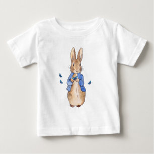 Peter the Rabbit mit blauen Schmetterlingen Baby T-shirt