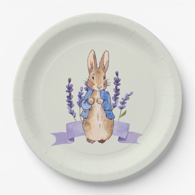 Peter the Rabbit mit Lavendel Pappteller (Vorderseite)