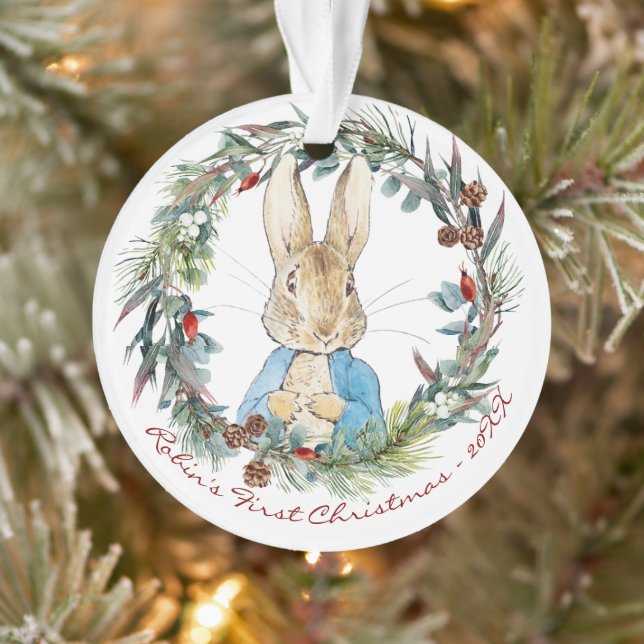 Peter the Rabbit Personalisiert Erste Weihnachten Ornament (Baum)