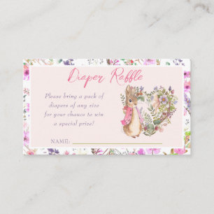 Peter the Rabbit Pink Floral Girl Baby Shower Enc Begleitkarte