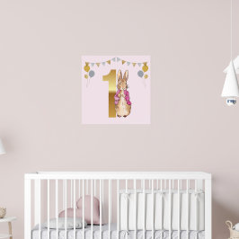 Peter the Rabbit Pink Jacket Erster Geburtstag Poster