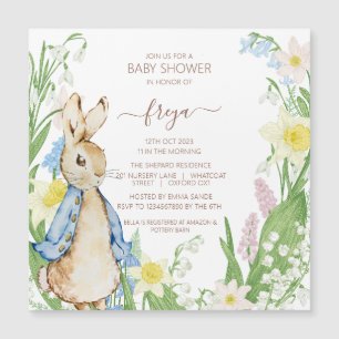 Peter the Rabbit Spring Blooms Blue Baby Dusche Magnetkarte