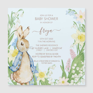 Peter the Rabbit Spring Blooms Blue Baby Dusche Magnetkarte