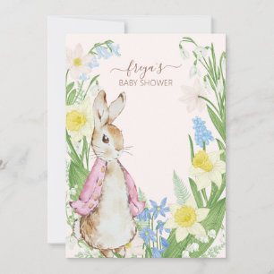 Peter the Rabbit Spring Blooms Pink Baby Dusche Einladung