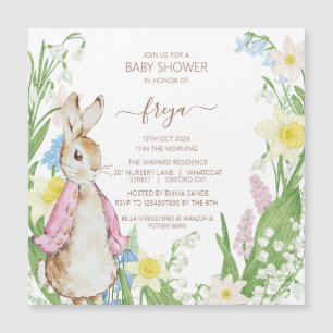 Peter the Rabbit Spring Blooms Pink Baby Dusche Magnetkarte