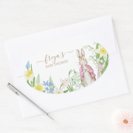 Peter the Rabbit Spring Blooms Pink Baby Dusche Ovaler Aufkleber