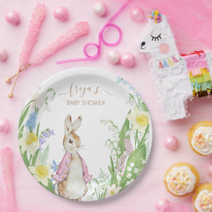 Peter the Rabbit Spring Blooms Pink Baby Dusche Pappteller