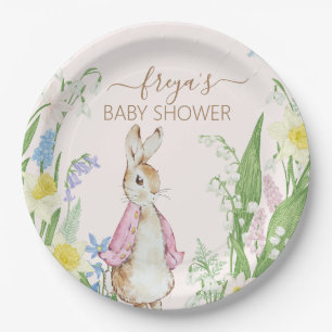 Peter the Rabbit Spring Blooms Pink Baby Dusche Pappteller