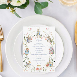 Peter the Rabbit Wildblume Baby Shower Menükarte