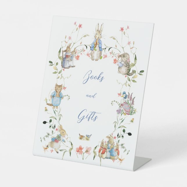 Peter the Rabbit Wildblume Baby Shower Sockelschild (Vorderseite)