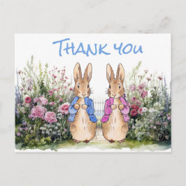 Peter und Flopsy in ihrem Garten Postkarte