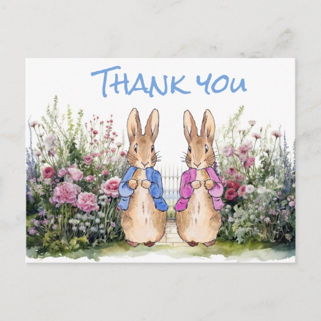 Peter und Flopsy in ihrem Garten Postkarte (Vorderseite)