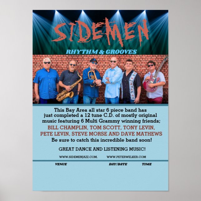 Peter Welker "Sidemen" Band Music Poster (Vorne)