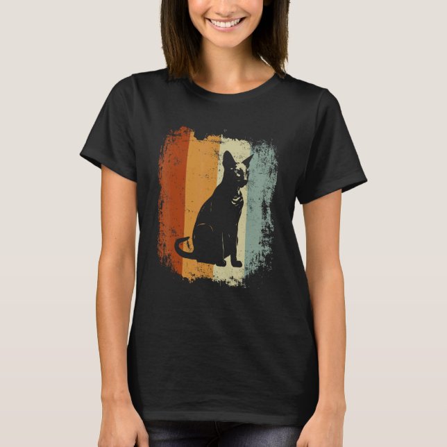 Peterbald-Katze im Retro-Stil T-Shirt (Vorderseite)