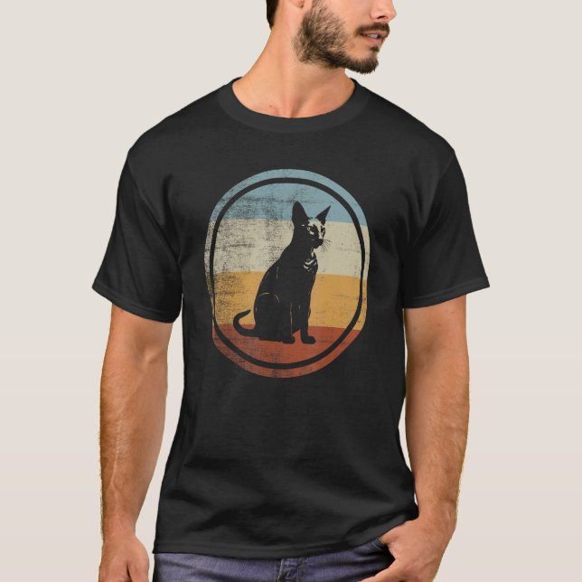 Peterbald-Katze Retro-Vintage-Design T-Shirt (Vorderseite)