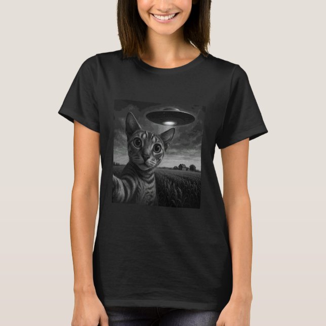 Peterbald-Katzen-Selfie mit UFO T-Shirt (Vorderseite)