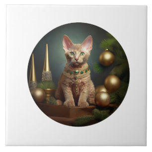Peterbald Kitten zu Weihnachten Fliese