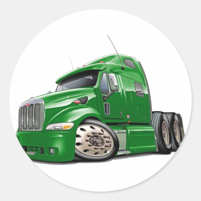 Peterbilt Green Truck Runder Aufkleber (Vorderseite)