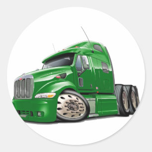 Peterbilt grüner LKW Runder Aufkleber
