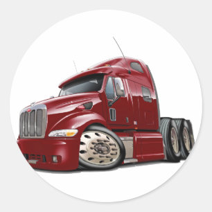 Peterbilt Maroon Truck Runder Aufkleber